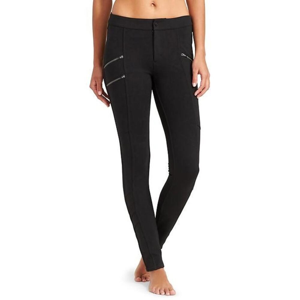 Athleta Mid‎ Rise Ponte Twill Moto Stretch Pants in Black Women's Size 4
